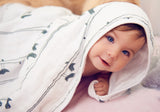 100% Organic Muslin Blanket for Babies & Toddlers - Four Layers of Certified Organic Cotton - Lucky Birds