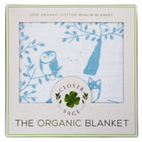 100% Organic Muslin Blanket for Babies & Toddlers - Four Layers of Certified Organic Cotton - Blue Forest