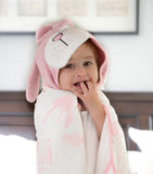 Baby & Toddler Hooded Towel - Luxurious Viscose from Bamboo - Pink Bunny