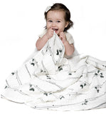 100% Organic Muslin Blanket for Babies & Toddlers - Four Layers of Certified Organic Cotton - Lucky Birds