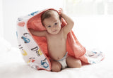 100% Organic Muslin Blanket for Babies & Toddlers - Four Layers of Certified Organic Cotton - Alphabet Blanket