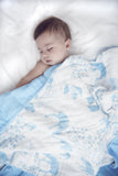 100% Organic Muslin Blanket for Babies & Toddlers - Four Layers of Certified Organic Cotton - Blue Forest