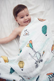 100% Organic Muslin Blanket for Babies & Toddlers - Four Layers of Certified Organic Cotton - Party In The Sky